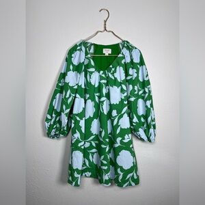 Kate Spade Vibrant Green and light blue mini dress size small